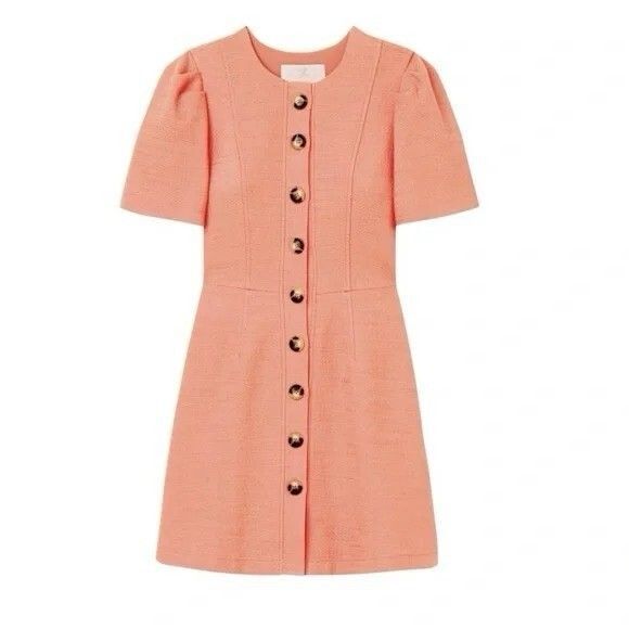 NWT Gal Meets Glam Kathleen Button-Front Mini Dress in Pink Tweed Size 0 - Picture 6 of 16